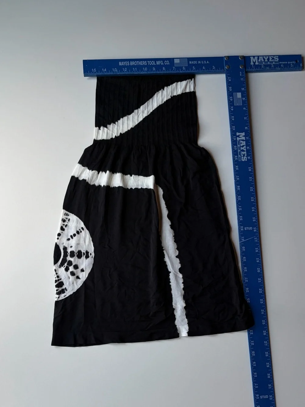 Black & White Midi Skirt with Abstract Tie-Dye Panels